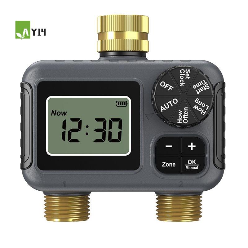 Timer Dual Outlet - AY14 - デュアルアウトレット自動灌漑タイマー ガーデンウォータータイマー スマート灌漑システム 蛇口水栓