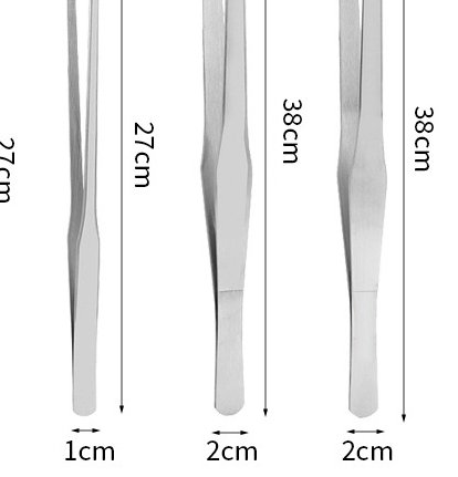 Feeding Tong Stainless - 専門家向け水槽ツール：ステンレス製ピンセット、ゴムグリップ付き爬虫類給餌用トング、必須のヘビ飼育用品