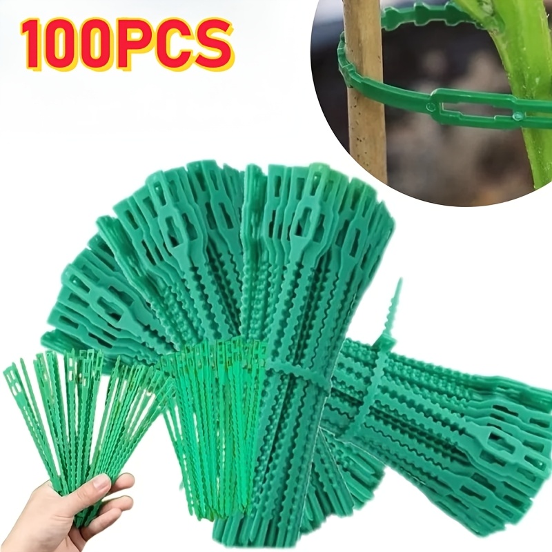 Vine Climbing Plastic - 100個入り 再利用可能な調整可能な植物結束バンド、つる性植物、トマト、登山植物のサポートに最適、ソフトタイ