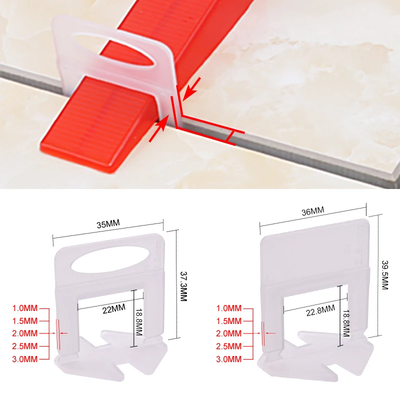 Ceramic Tile Floor - 100個入り 1/1.5/2/2.5/3mm セラミックタイル レベリングクリップ タイルレベリングシステム 壁床タイルスペーサー