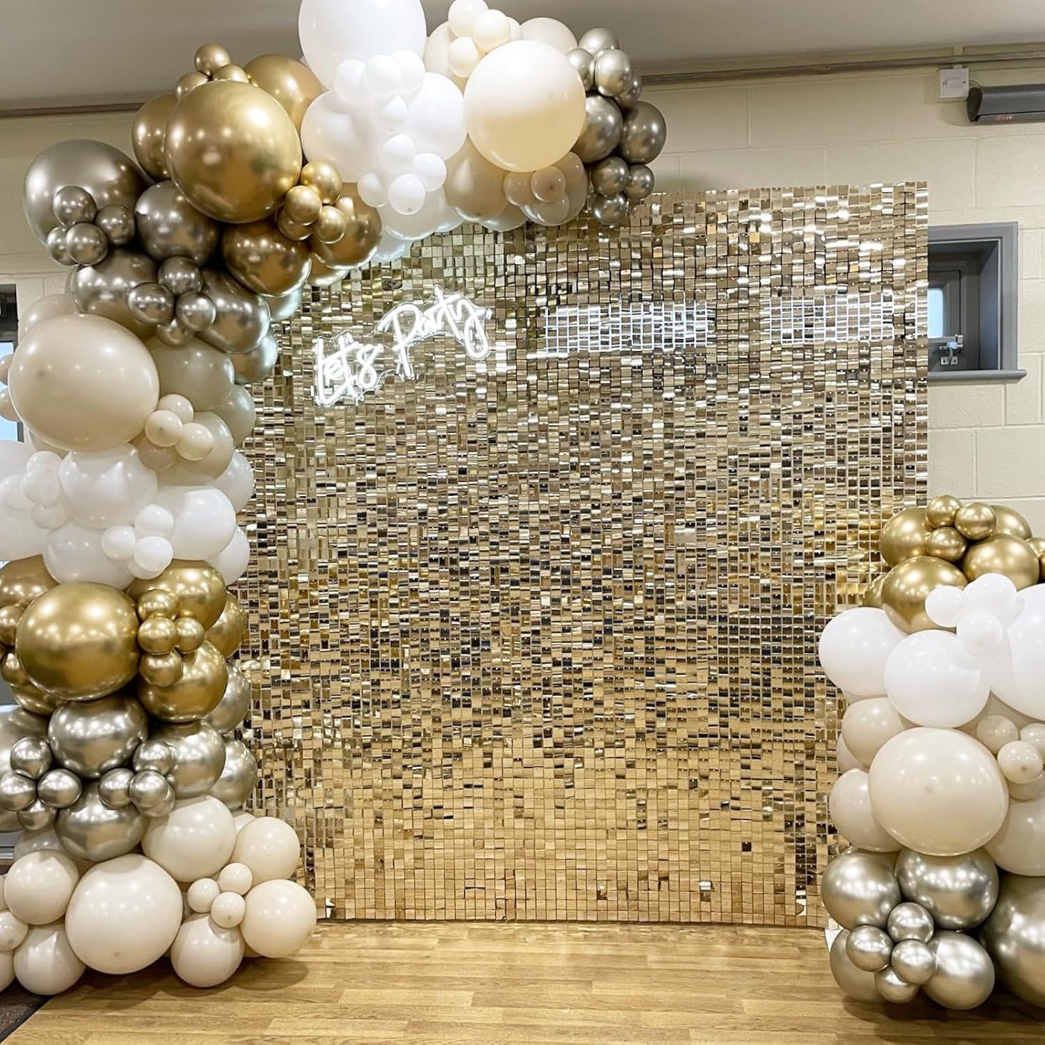 Pvc Panel Background - 12枚入りライトゴールドシマーウォールバックドロップ、ゴールドスクエアスパンコールシマー背景パネル、誕生日、結婚式、ベビーシャワーの装飾に