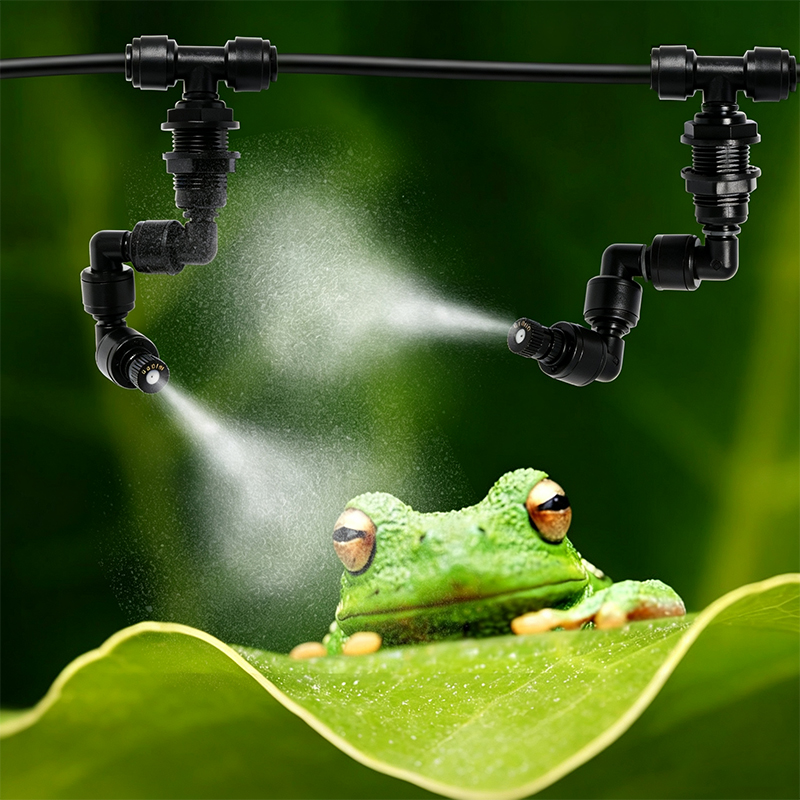 Misting Nozzle Reptile - 1PC 爬虫類用360度回転式フォガーミストスプリンクラー、調整可能な温室用爬虫類テラリウムノズル、ネブライザー冷却システム