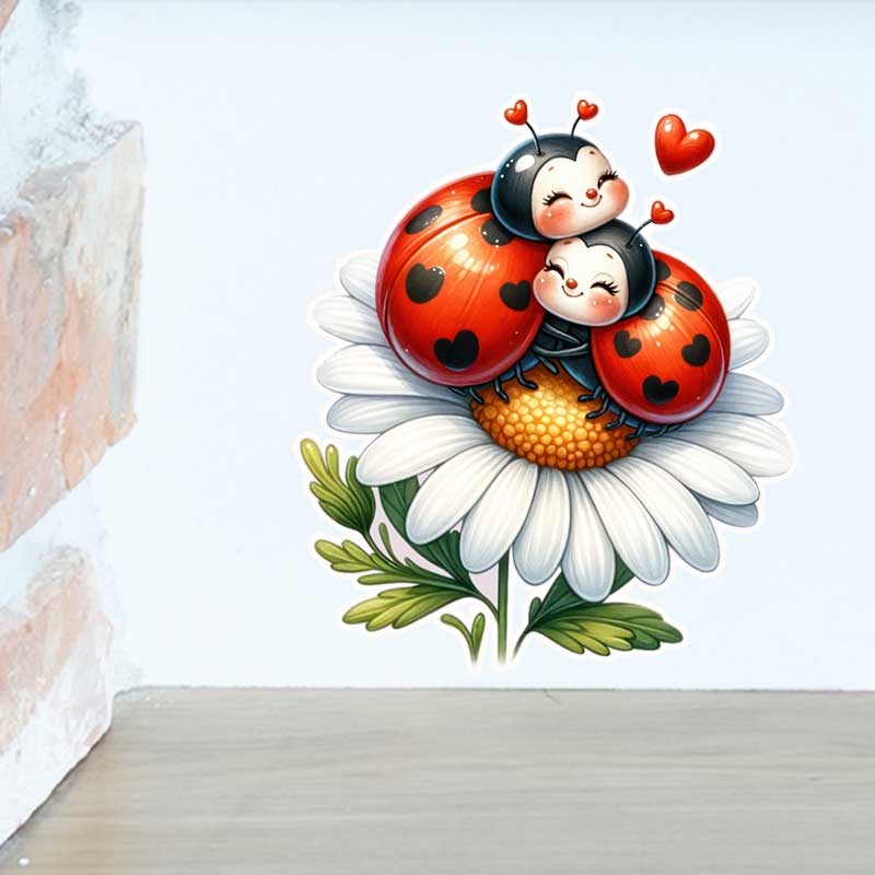 Pvc Panel Background - かわいいてんとう虫ウォールステッカーリビングルームのソファの背景装飾壁紙家の装飾のための子供部屋アートデカール AA20