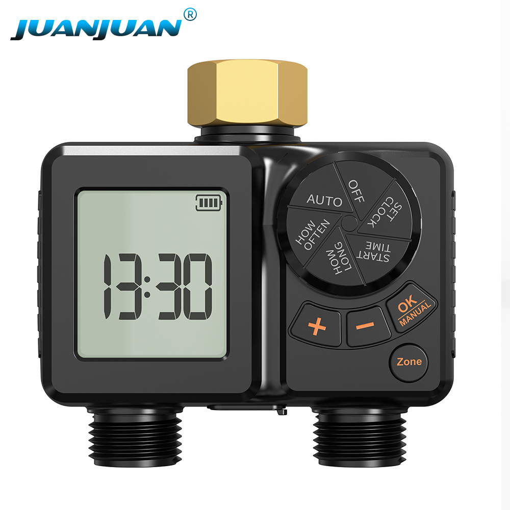 Timer Dual Outlet - デュアルアウトレット自動スマート灌漑システム水タイマー散水蛇口ホースプログラマー（庭園屋外用）