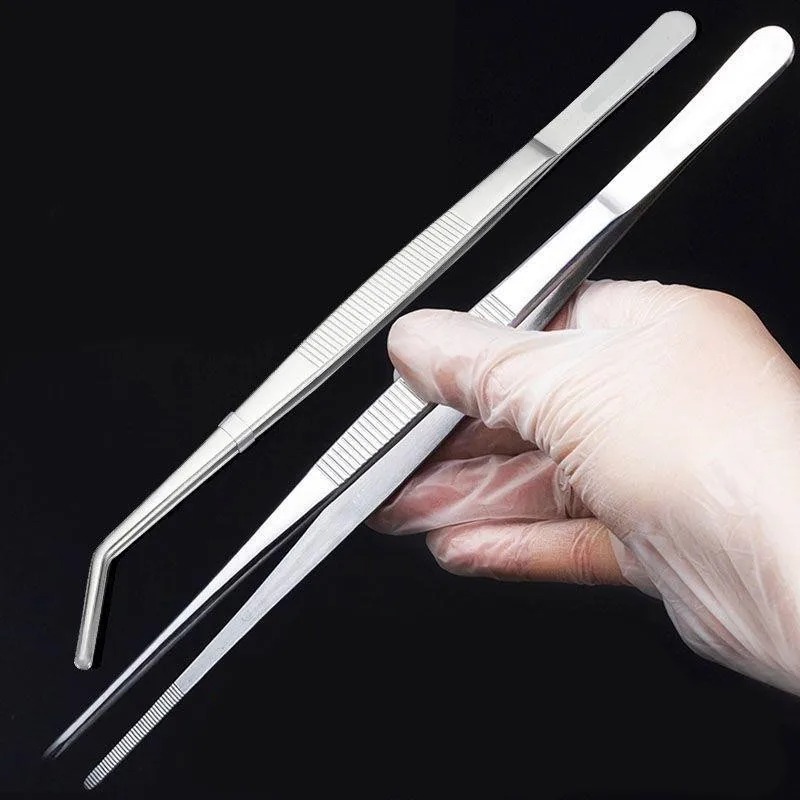 Feeding Tong Stainless - ステンレス多機能スチールエルボピンセット水族館クリップロングトング医療用ピンセット鉗子ペット給餌ツール滑り止め