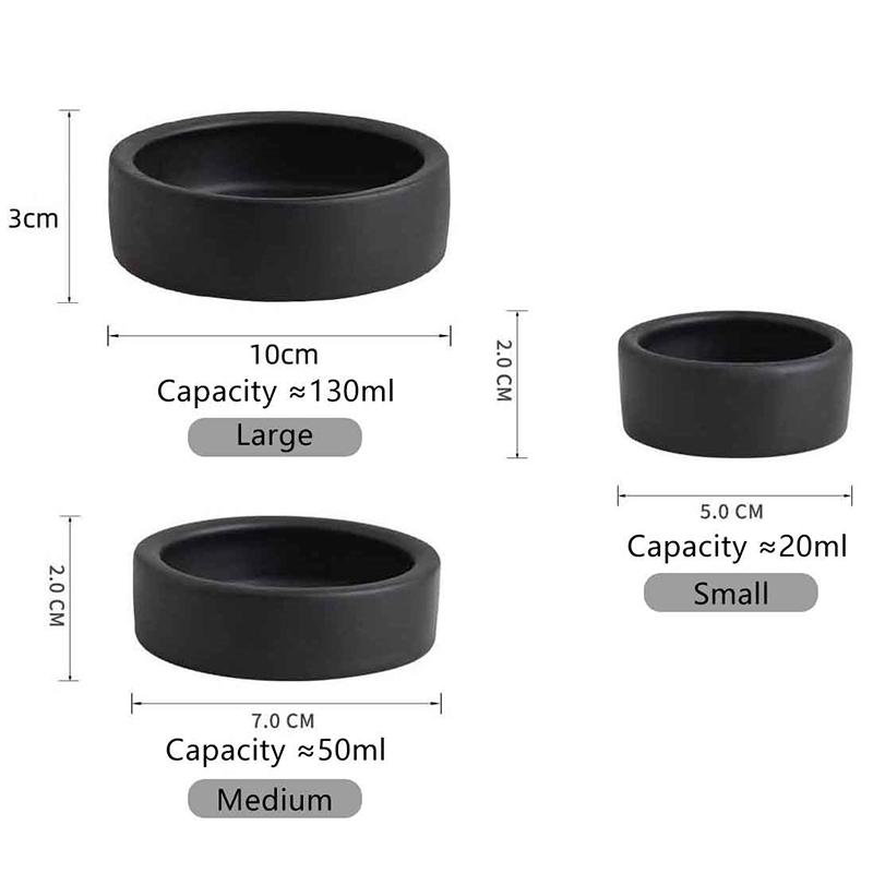Water Dish Reptile - 熱い！ 爬虫類用フードボウル、脱走防止セラミック製餌皿、黒白、爬虫類用ウォーターボウル、ヤドカリ、ヤモリ、カメレオン、コーンスネーク用