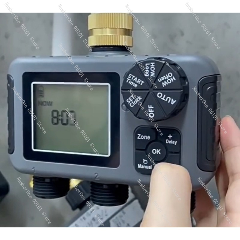 Timer Dual Outlet - 3口大型スクリーン自動灌漑タイマー、金属コネクター付き、デュアルタイミング散水装置