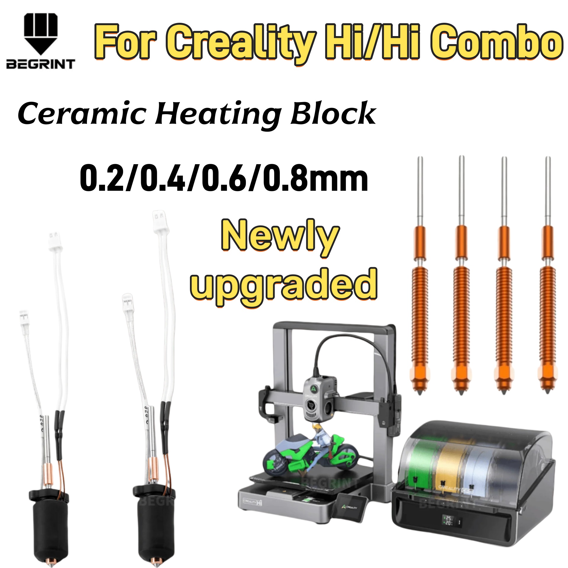 Ceramic Heat Emitter - Creality Hi Hi Combo用高温セラミックヒーターホットエンドキット アップグレードされたクイックスワップ硬化鋼ノズル 3Dプリンター部品