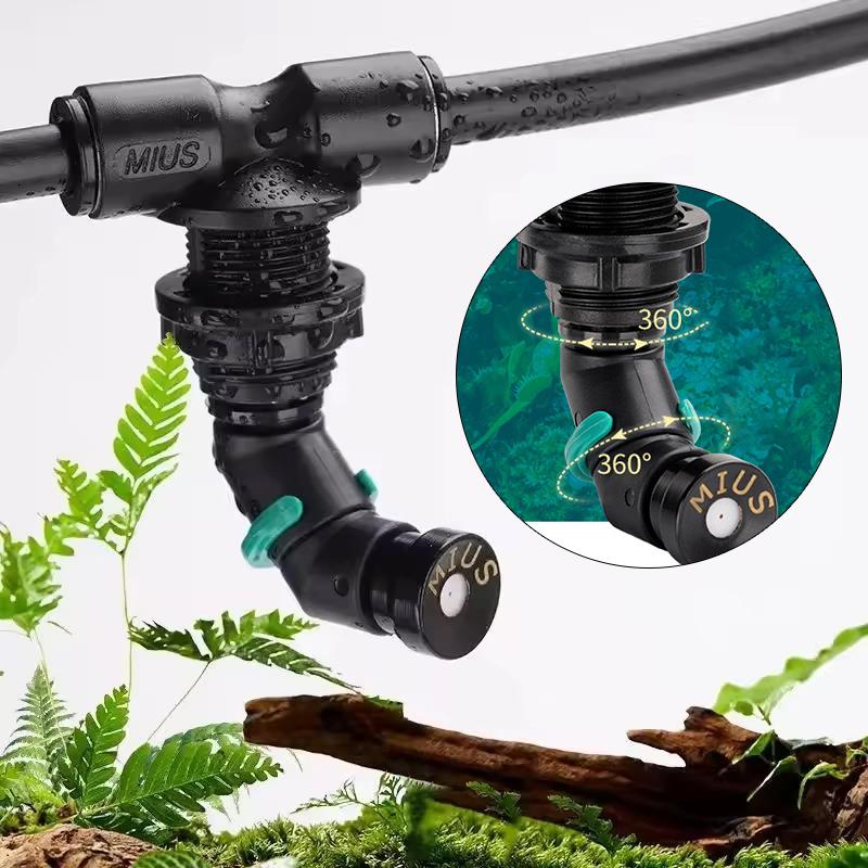 Misting Nozzle Reptile - 360 ° 調整可能なスプレーノズルシステム爬虫類用フォガーミストスプリンクラー冷却システム水槽水生ペット熱帯雨林タンク