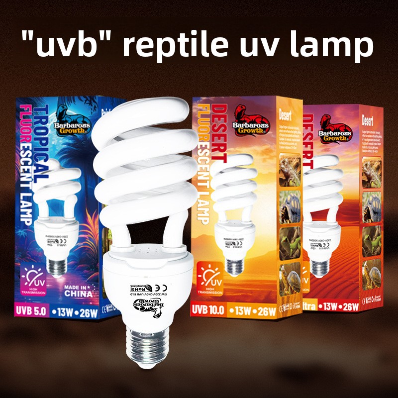 Vitamin D3 Reptile - バーバラス・グロース・レプタイル UVB 10.0 ライト＆フルスペクトル・バスキングランプ・コンボ - 砂漠亀用ビタミンD3カルシウム吸収ライト