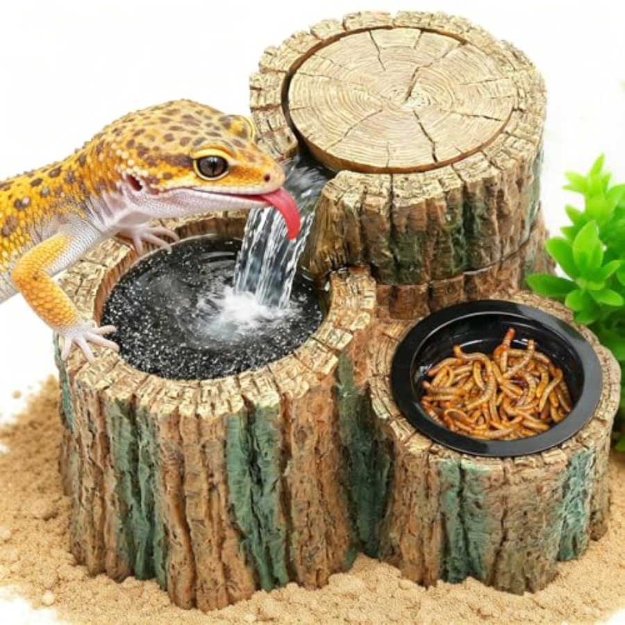 Water Dish Reptile - 2 in 1 爬虫類用ウォーターファウンテン フードディッシュ付き 550ML
