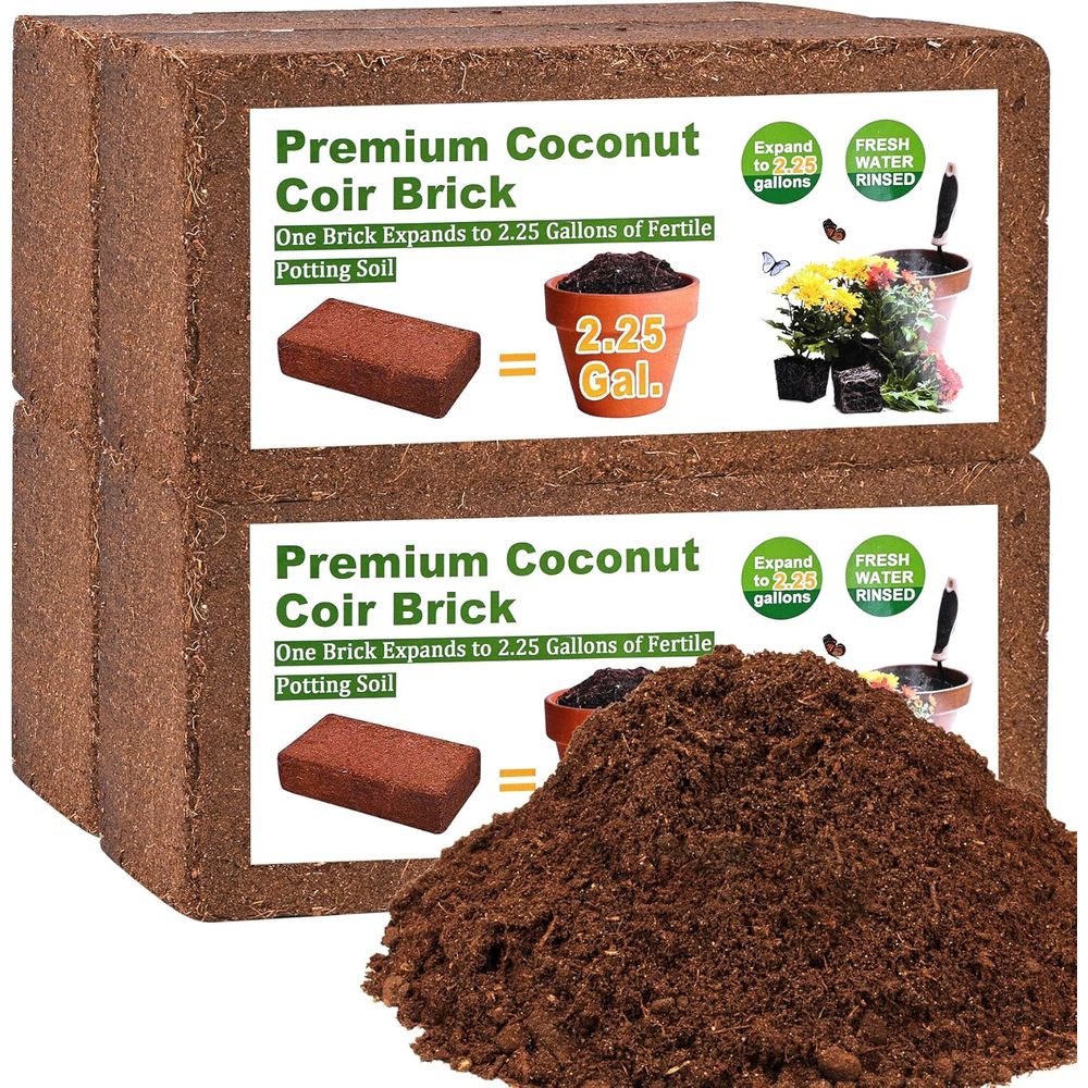 オーガニックココナッツコイア4個入り圧縮ブリック、ココナッツ - Substrate Coconut Fiber のレビューと価格