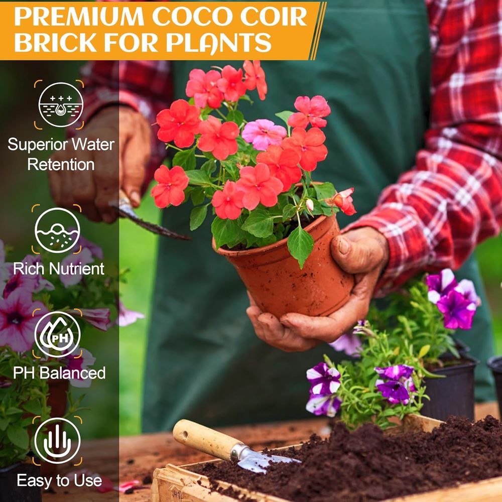 オーガニックココナッツコイア4個入り圧縮ブリック、ココナッツ - Substrate Coconut Fiber のレビューと価格