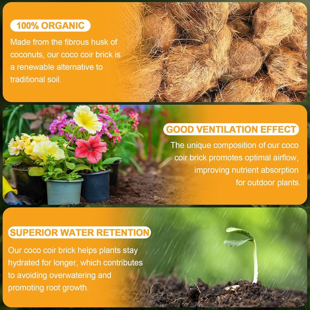 オーガニックココナッツコイア4個入り圧縮ブリック、ココナッツ - Substrate Coconut Fiber のレビューと価格
