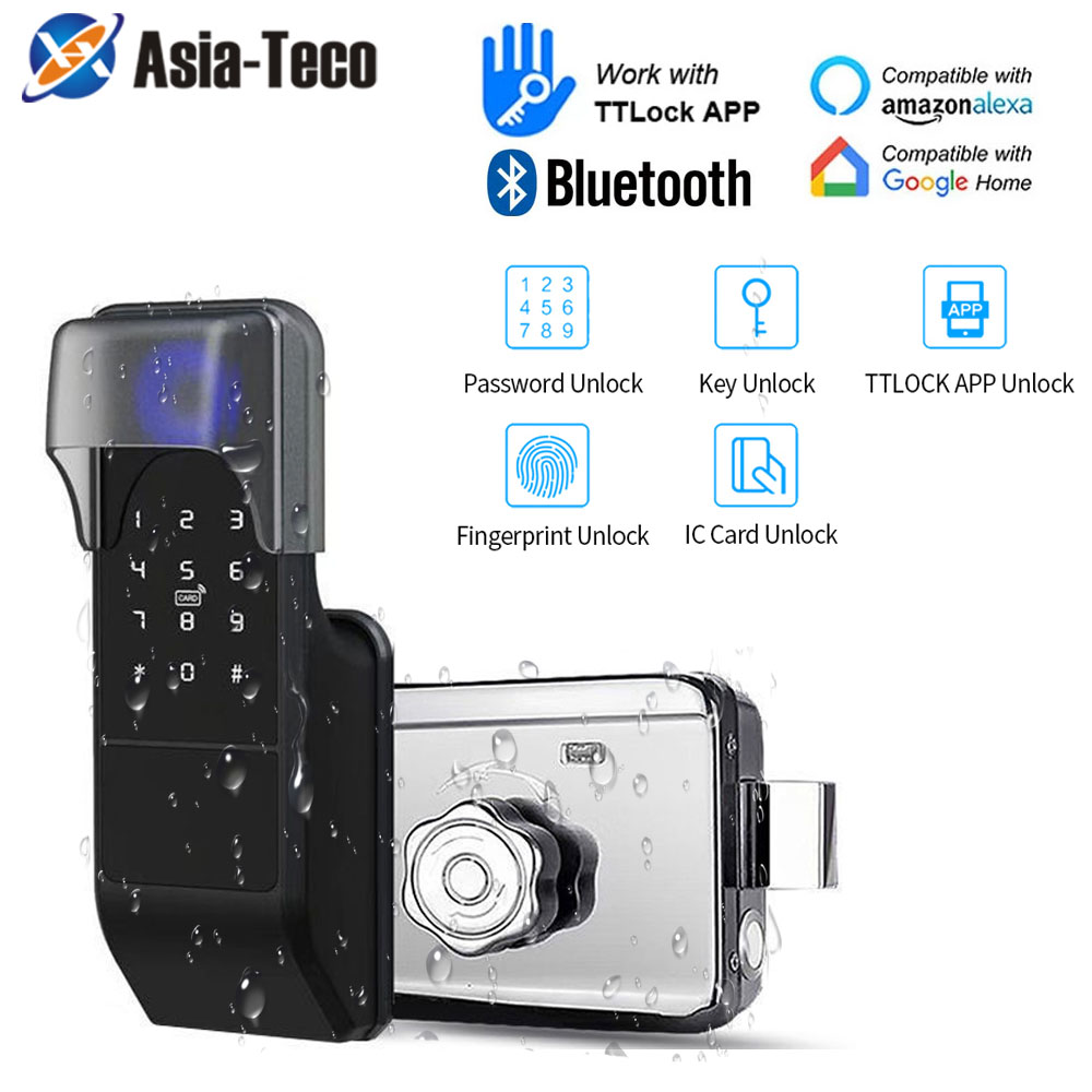 IP65 防水 TTLock 指紋スマートドアロック屋外ゲー - Glass Door Hinge のレビューと価格