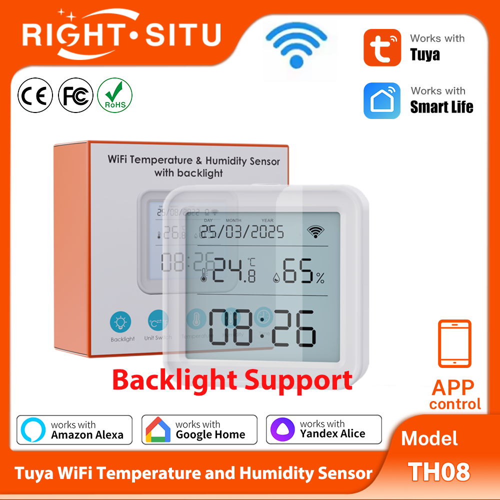 Tuya 温度と湿度センサー WiFi バックライト付き 湿 - Digital Hygrometer Probe のレビューと価格