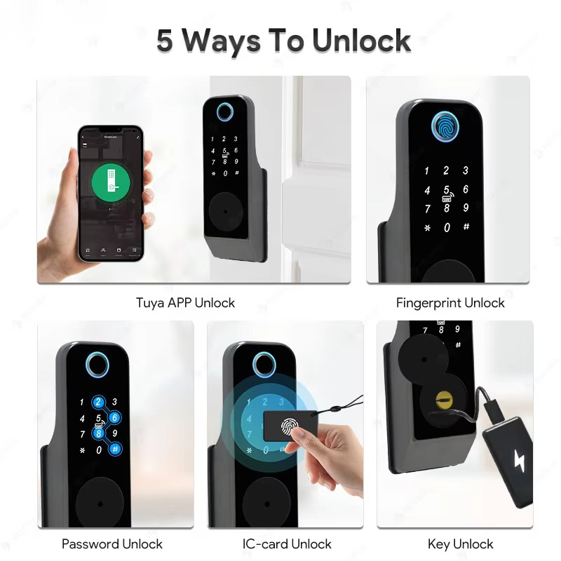 防水指紋ロック Tuya Wifi リモートコントロール B - Glass Door Hinge のレビューと価格