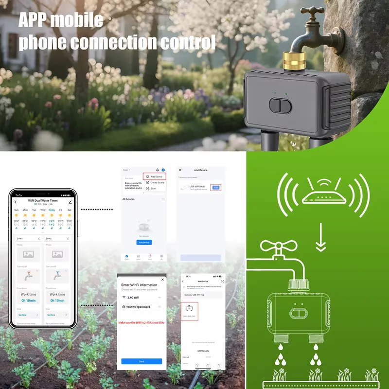 WAP01 WiFiアプリ制御 デュアルホース水タイマー ス - Timer Dual Outlet のレビューと価格