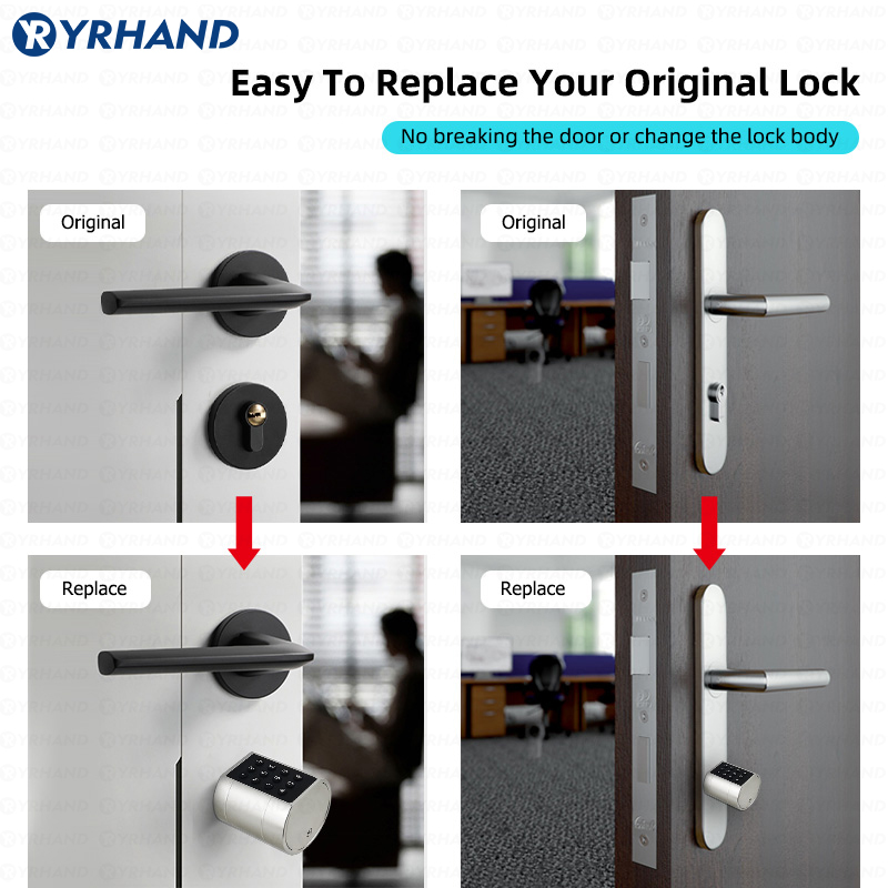 スマートユーロ円筒ドアロック ttlock アプリキーレスセ - Glass Door Hinge のレビューと価格