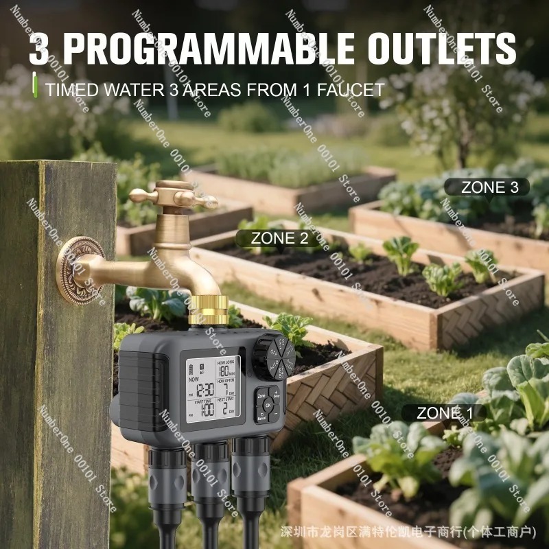 3口大型スクリーン自動灌漑タイマー、金属コネクター付き、デュ - Timer Dual Outlet のレビューと価格