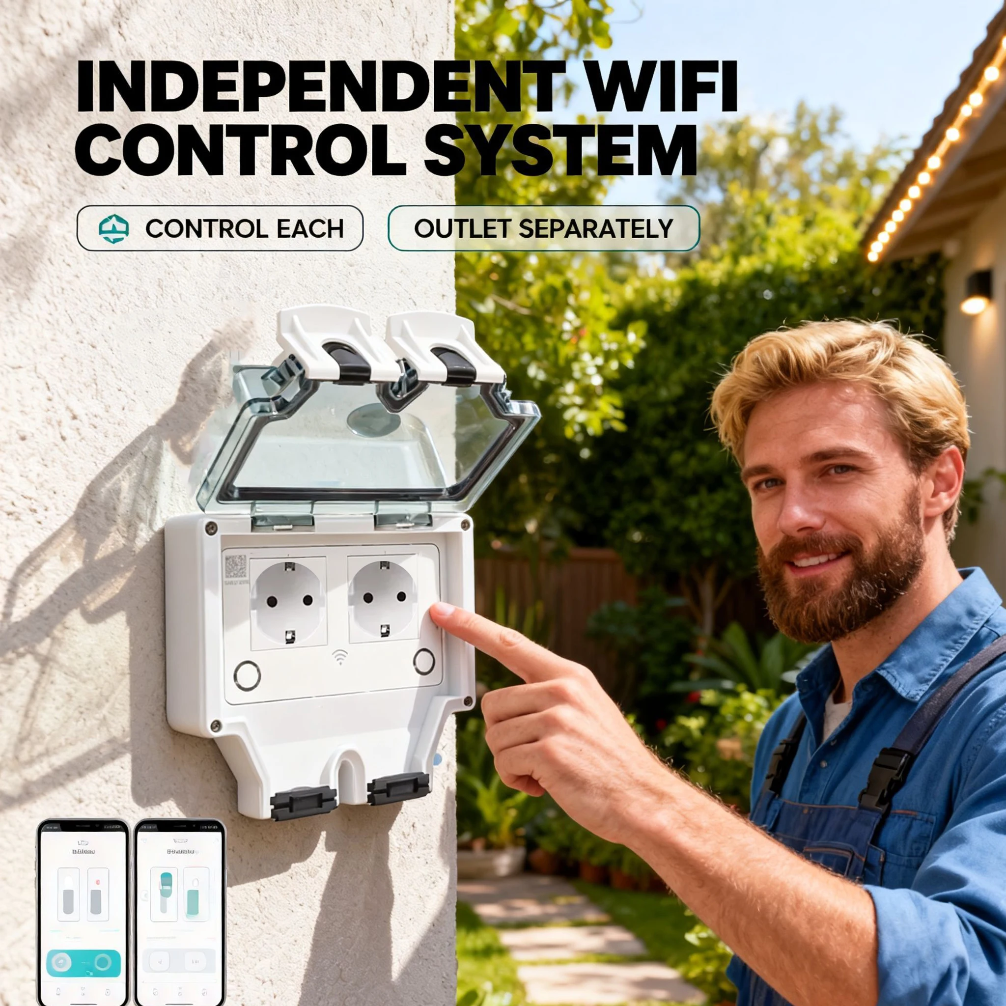 Tuya防水電気壁コンセントEU FR KR IL IP66 - Timer Dual Outlet のレビューと価格
