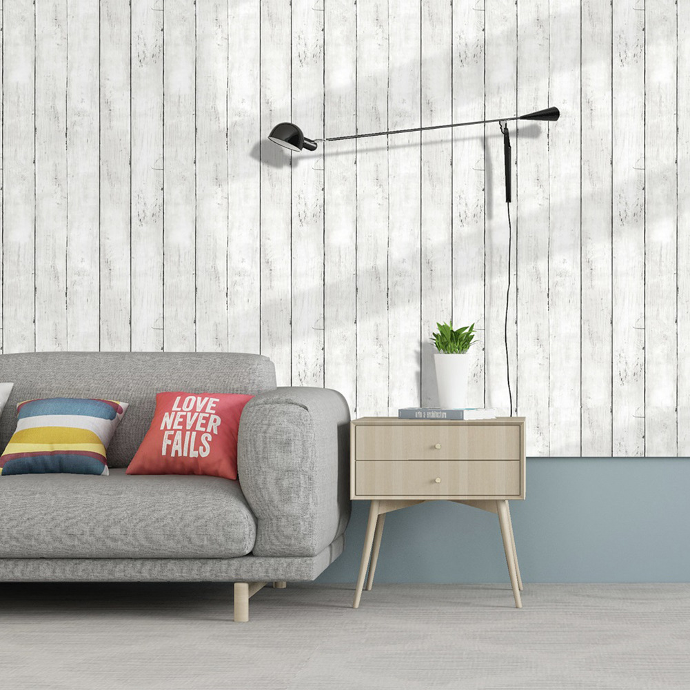 レトロなスタイルの白い木目調壁画寮家具自己粘着壁紙背景壁ステ - Pvc Panel Background のレビューと価格
