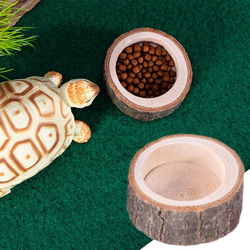 カメ水皿爬虫類給餌皿天然木デザイン水族館の装飾両生類生息地ア - Water Dish Reptile のレビューと価格