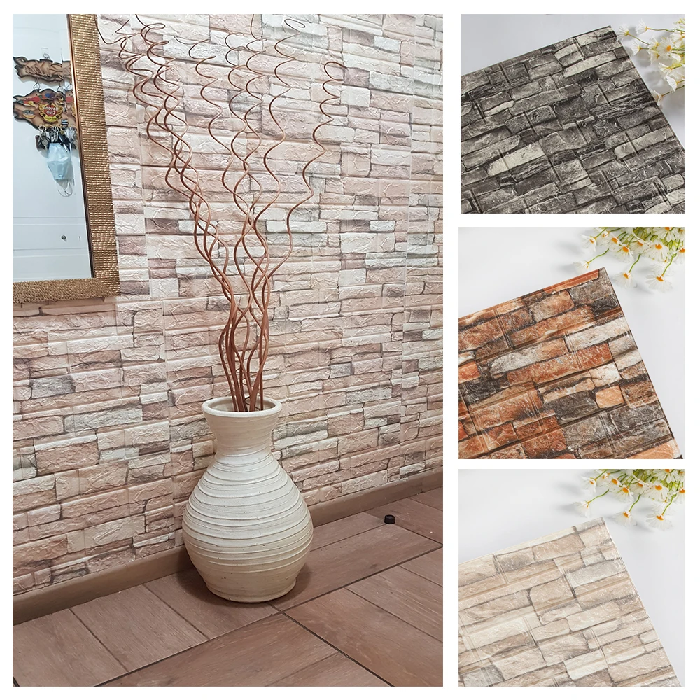 3Dレンガの壁のステッカー,防水,フォームの装飾壁紙,子供部 - Pvc Panel Background のレビューと価格