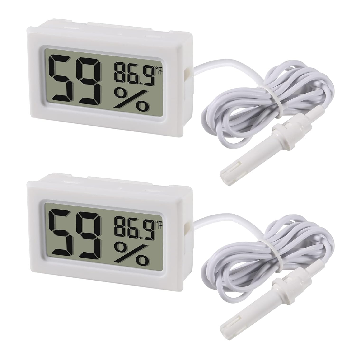 2 個ミニデジタル湿度計温度計ゲージプローブ Lcd ディス - Digital Hygrometer Probe のレビューと価格