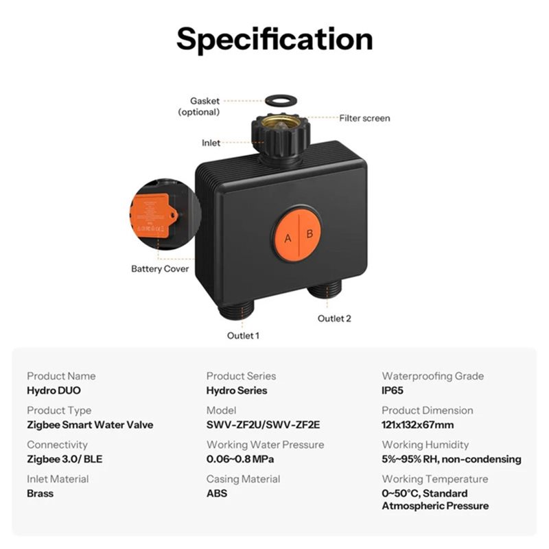AB66-IP65規格 Zigbee 3.0対応 Hydro - Timer Dual Outlet のレビューと価格