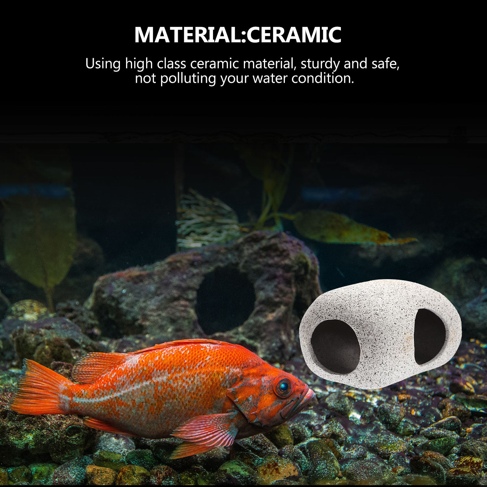 水槽用洞窟型岩飾り プレミアムセラミック製 魚の隠れ家 ベタ - Hide Cave Ceramic のレビューと価格