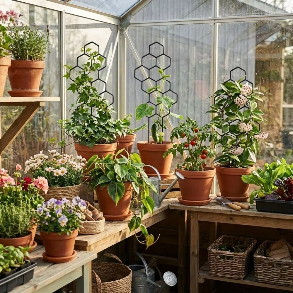 ハニカムデザインの植物トレリス、防錆プラスチック製ガーデンク - Vine Climbing Plastic のレビューと価格
