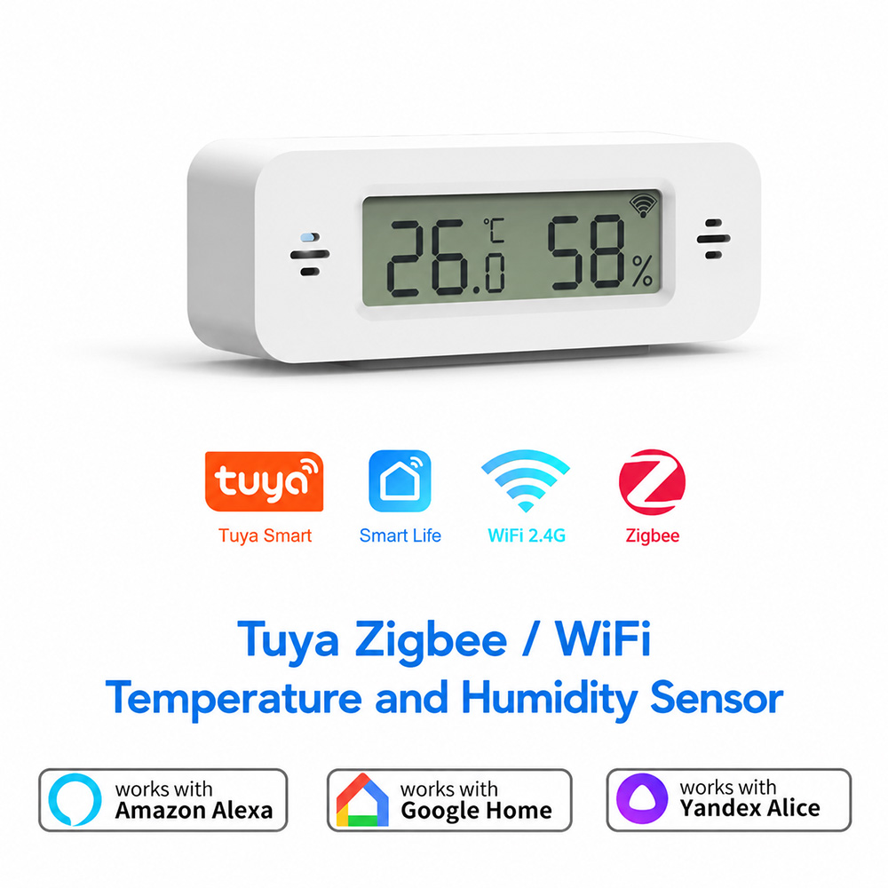 Tuya Zigbee WiFi ミニ温度&湿度センサー ス - Digital Hygrometer Probe のレビューと価格